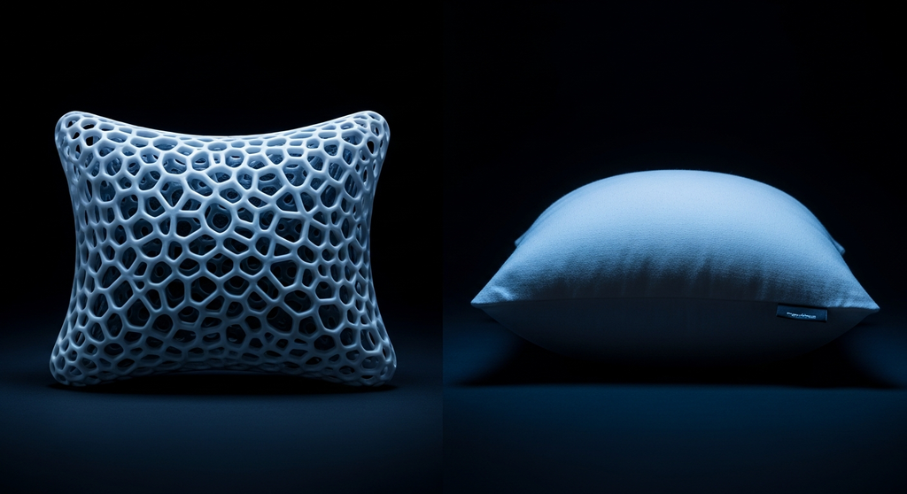 網目状のTPE枕と繊維状のファイバー枕の比較イメージ